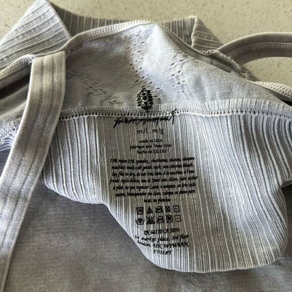 NWOT Free People Good Karma Hi Neck Gray M/L Sports Bra Top Movement Gym - Picture 6 of 16